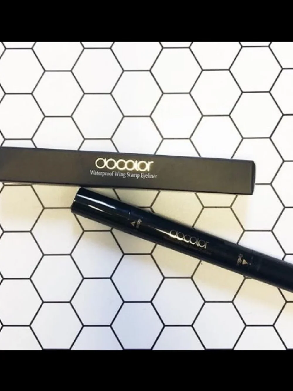 2 Pcs Liquid Winged Eyeliner Stamp Pen Set Double Headed Waterproof Black